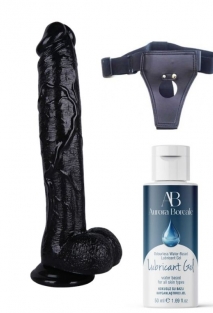Belden Ba�lamal� Kayganla�t�r�c� Set Noctis 30cm Siyah Dildo No:39